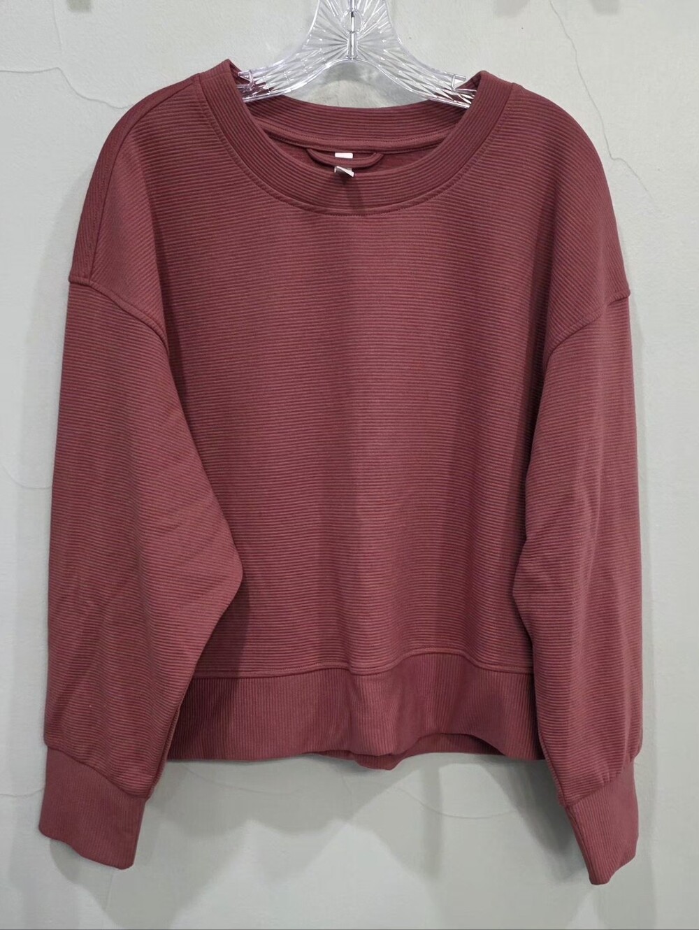 Zella Ribbed Crewneck Sweater in Dusty Rose